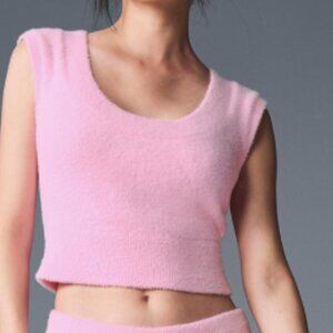 ALO Snuggle Up Sweater Short Sleeve in Sweet Pink  Size L